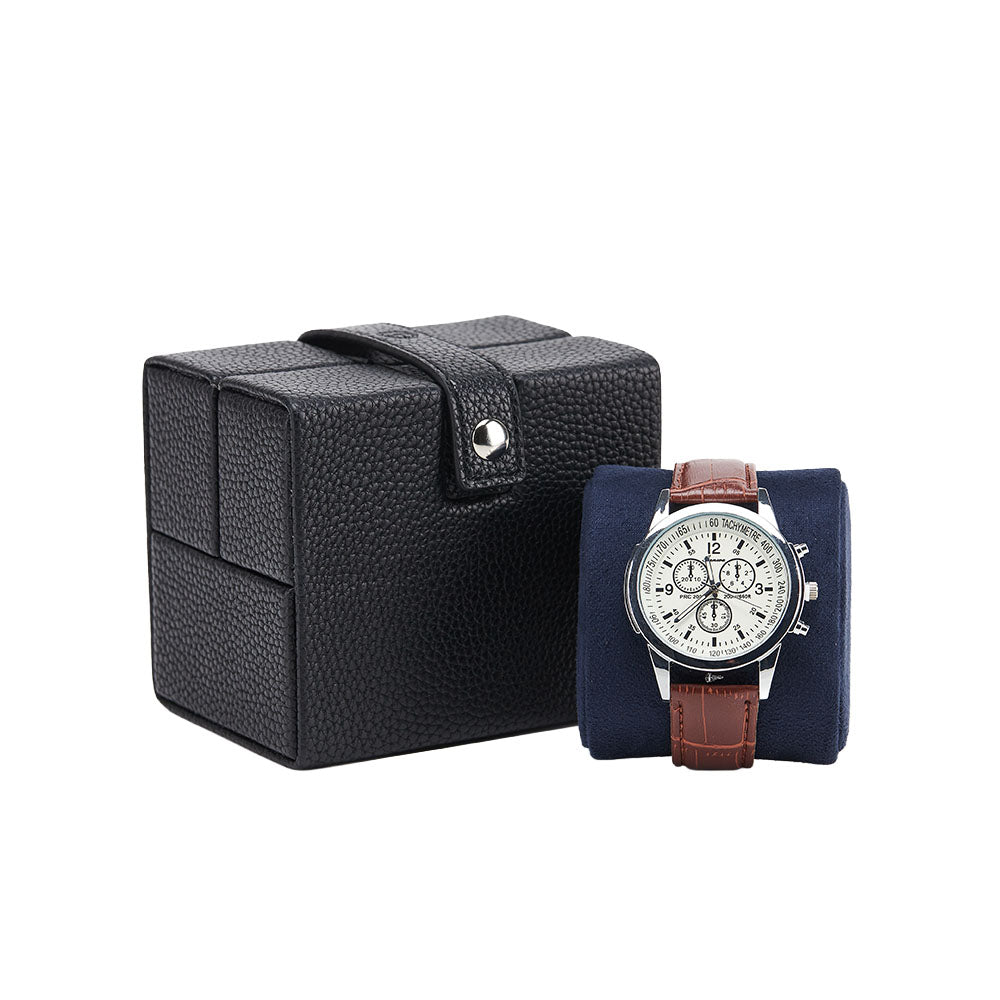 KronoKeeper Oléron 1-watch case in black genuine leather