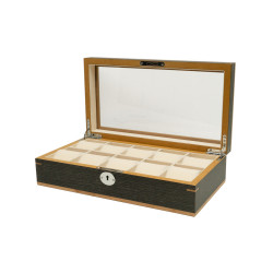 Clipperton 10 watch box in grey wood with glass lid