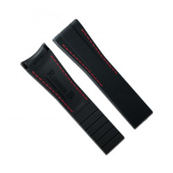 Rubber B strap M101 Black with red stitching