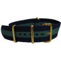 Watch NATO strap Blue/Green gold buckles 
