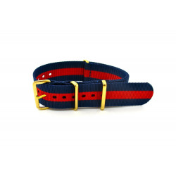 Watch NATO strap Blue/Red with gold buckle