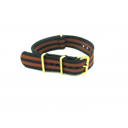 Watch NATO strap Black/Brown with gold buckles
