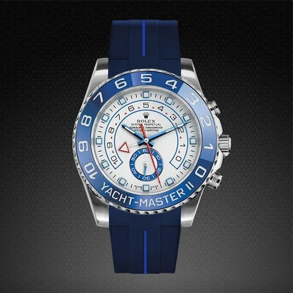 RubberB M109 Navy/ Blue for Rolex Yachtmaster II 44mm Strap - detail
