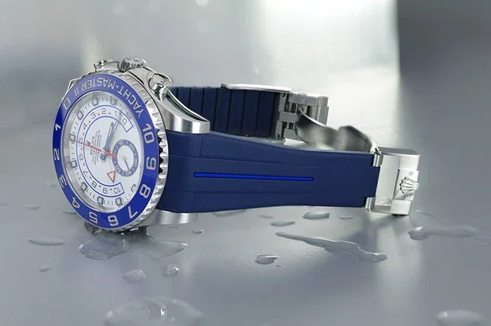 RubberB M109 Navy/ Blue for Rolex Yachtmaster II 44mm Strap - view 3
