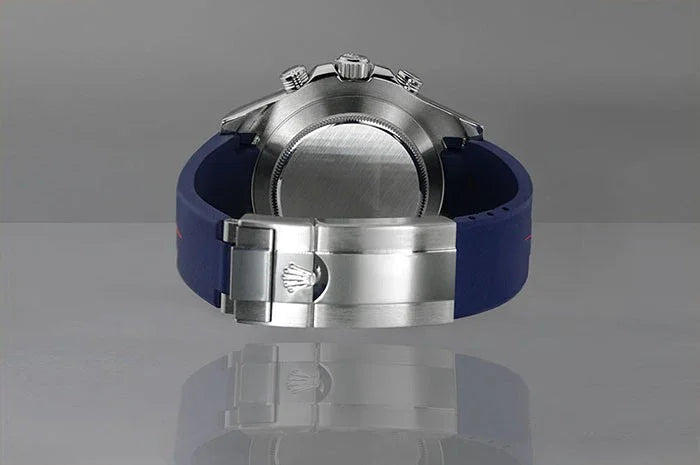 RubberB M109 Navy/ Blue for Rolex Yachtmaster II 44mm Strap - view 4