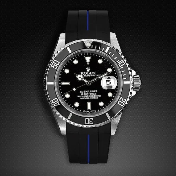 RubberB M106 Black/Blue with buckle Strap - detail