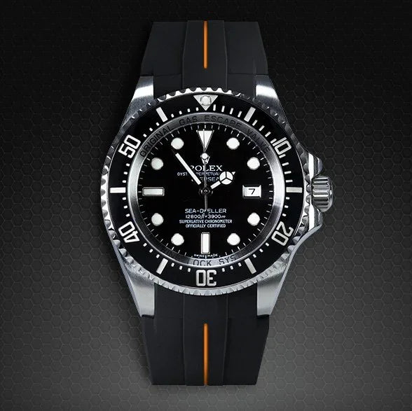 RubberB M107 Black/Orange with buckle Strap - detail