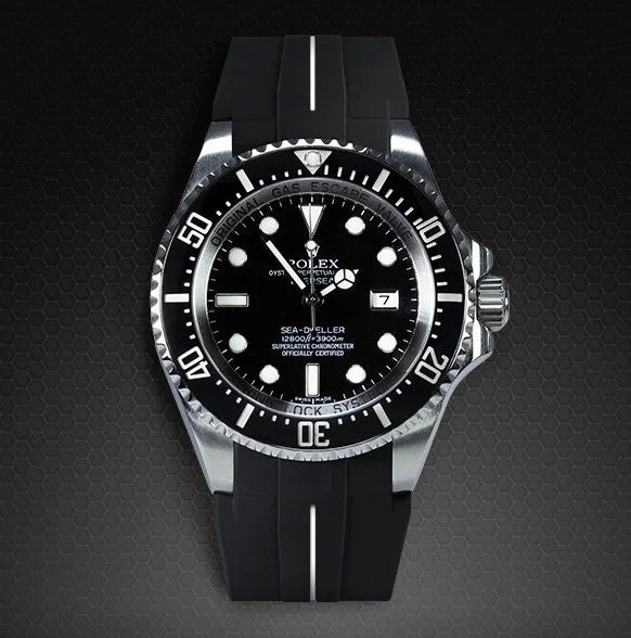 RubberB M107 Black/White with buckle Strap - detail