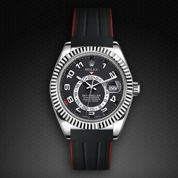 RubberB M110 Black/Red Strap - detail