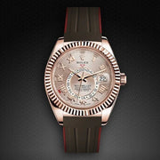 RubberB M110 Brown/ Red Strap - rubber watch strap