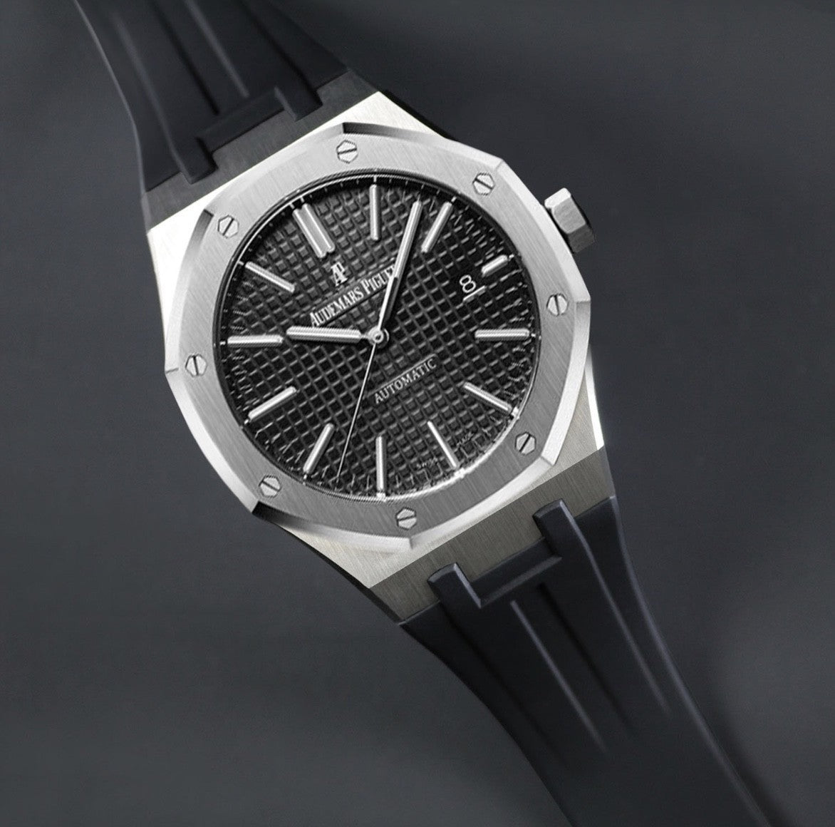 Rubber B Strap APV41 Black for Audemars Piguet Royal Oak 41mm on Bracelet - Velcro Series