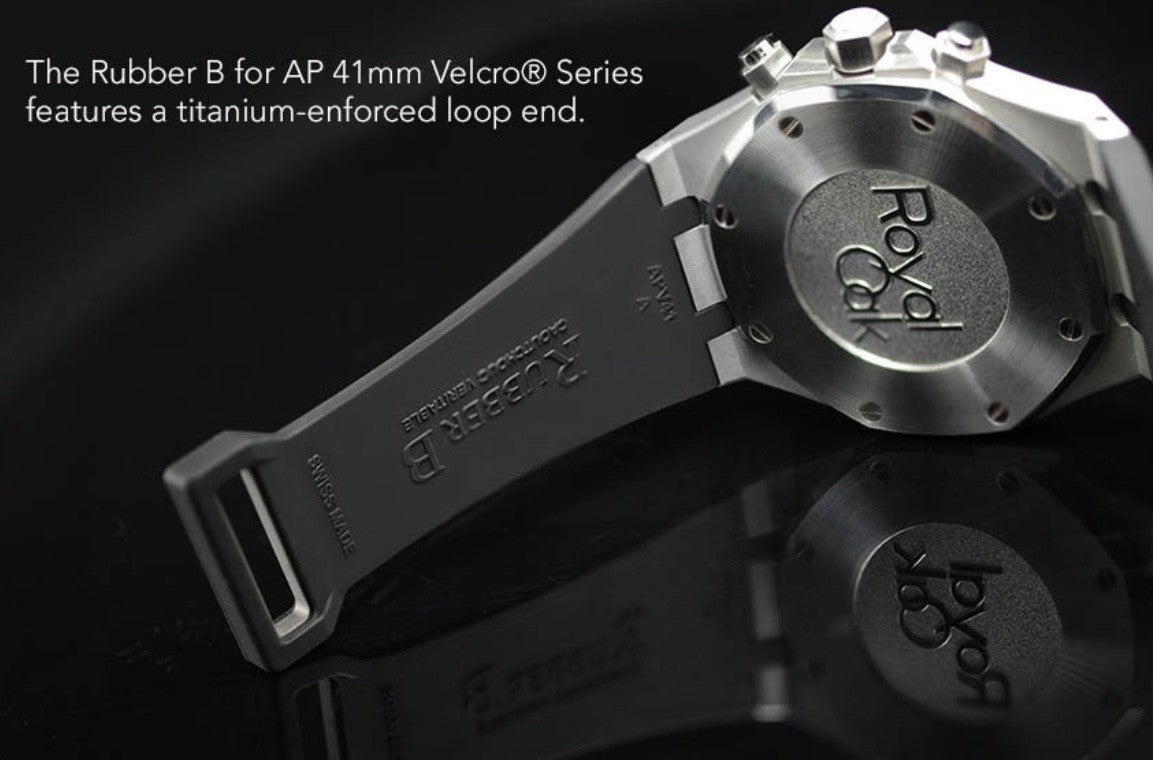 Rubber B Strap APV41 Black for Audemars Piguet Royal Oak 41mm on Bracelet - Velcro Series