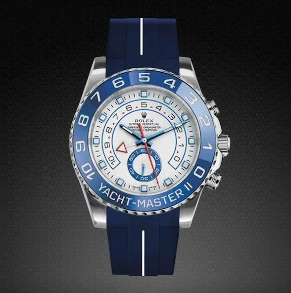 RubberB M109 Navy/White for Rolex Yachtmaster II 44mm Strap - detail