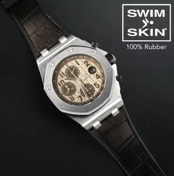 RubberB APC42 Alligator SwimSkin Brown Strap - detail