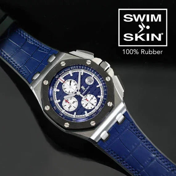 RubberB APC44 Alligator SwimSkin Navy Strap - detail
