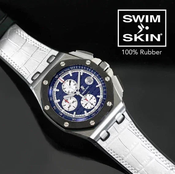 RubberB APC44 Alligator SwimSkin White Strap - detail