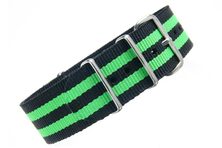 Black/green NATO watch strap - NATO nylon watch strap