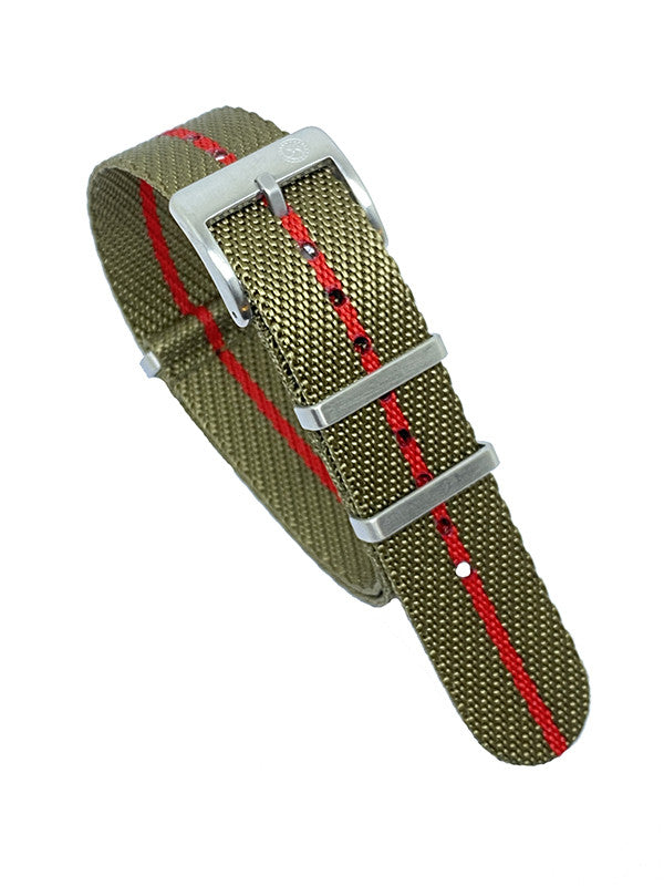 Premium NATO strap - Olive/Red