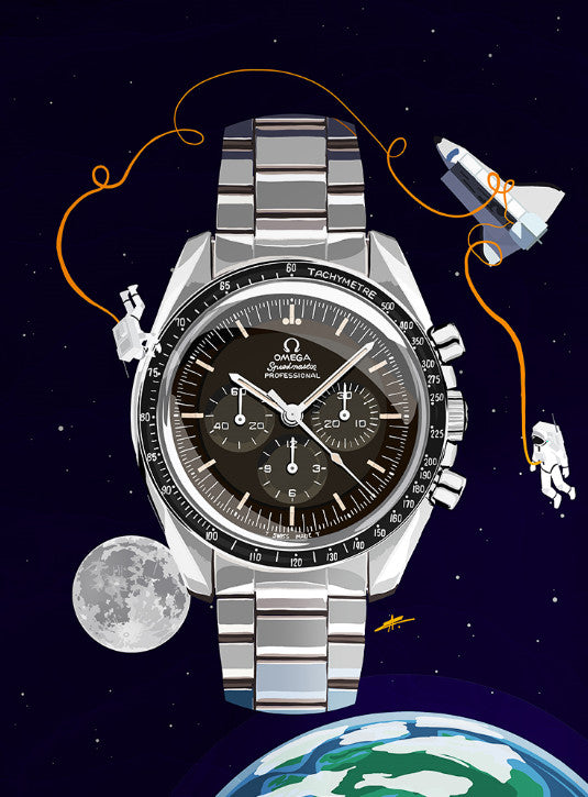 Watchoniste X MisterChrono art printing - moonwatch - 60x80