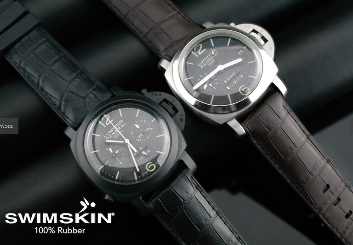 Rubber B strap Alligator SwimSkin PS24 Espresso Brown