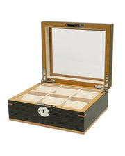 Clipperton 6 watch box in grey wood with glass lid - watch box
