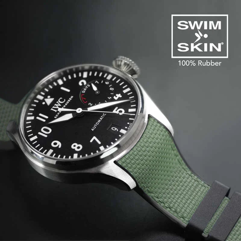 RubberB Ballistic SwimSkin for IWC Big Pilot - Military Green Strap - detail