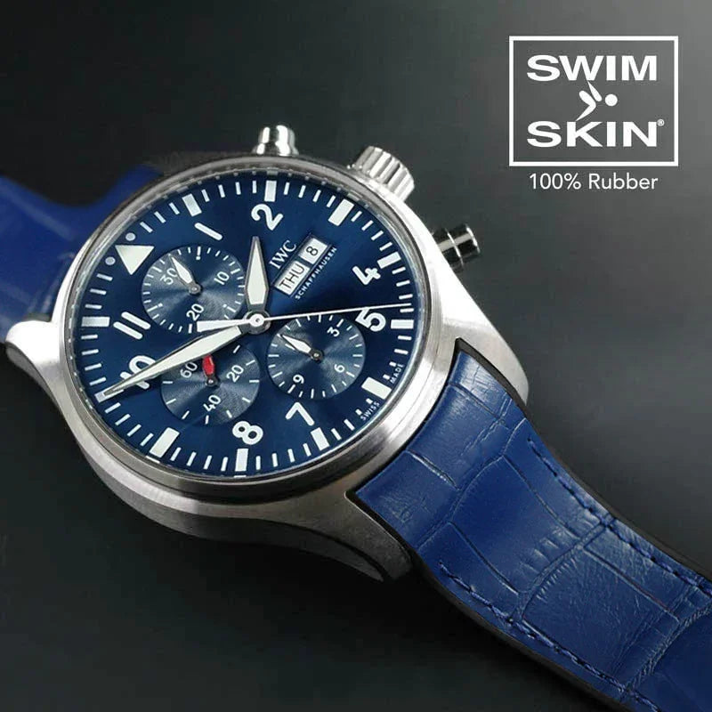 RubberB Alligator SwimSkin 21mm - Navy Blue Strap - detail