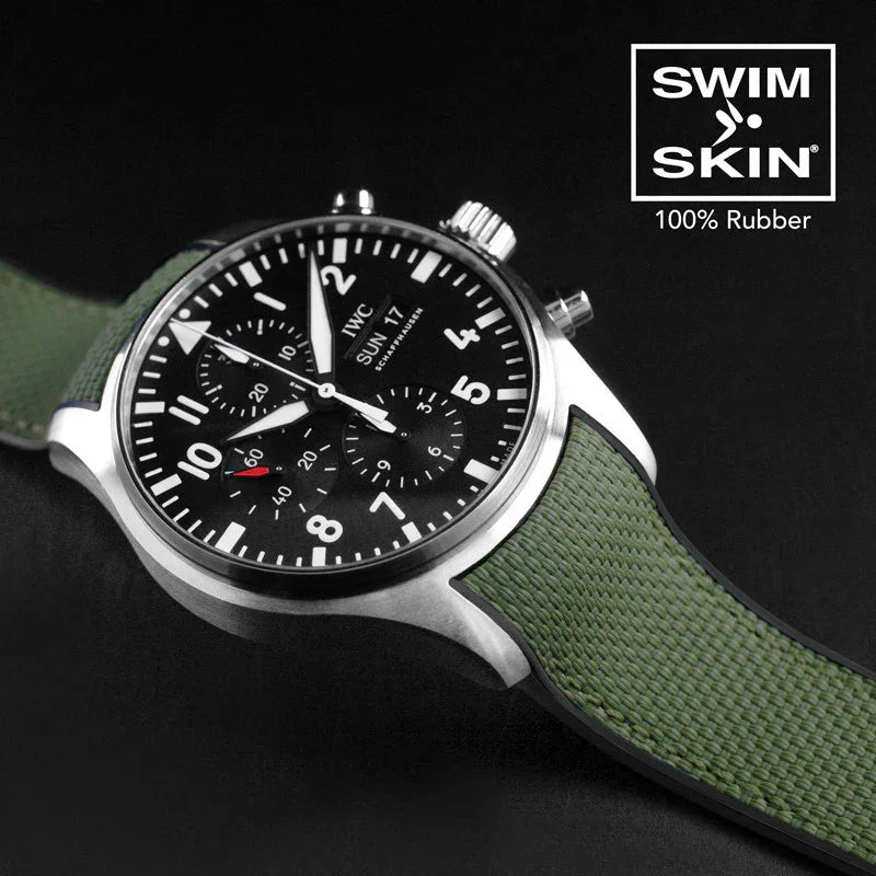 RubberB Ballistic SwimSkin 21mm - Military Green Strap - detail