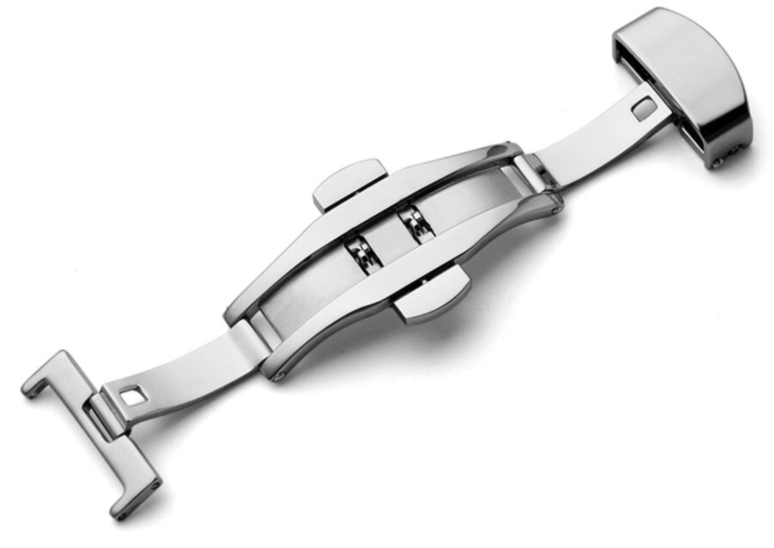Double folding clasps for leather straps brushed stainless steel