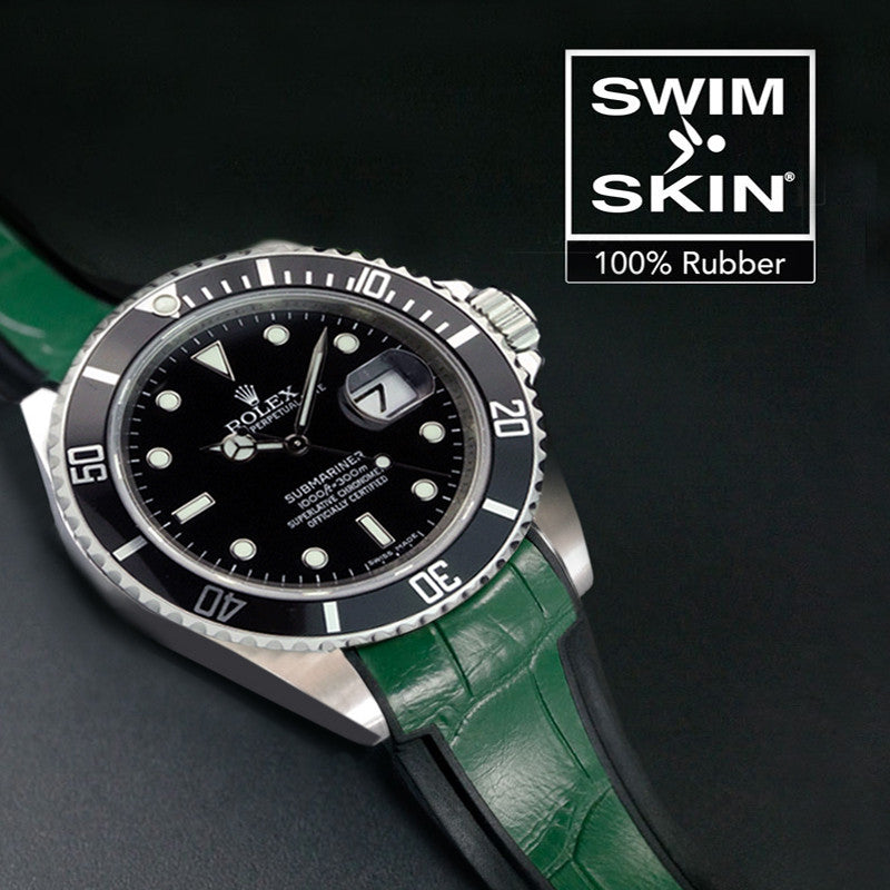 Rubber B strap Swimskin Alligator Green