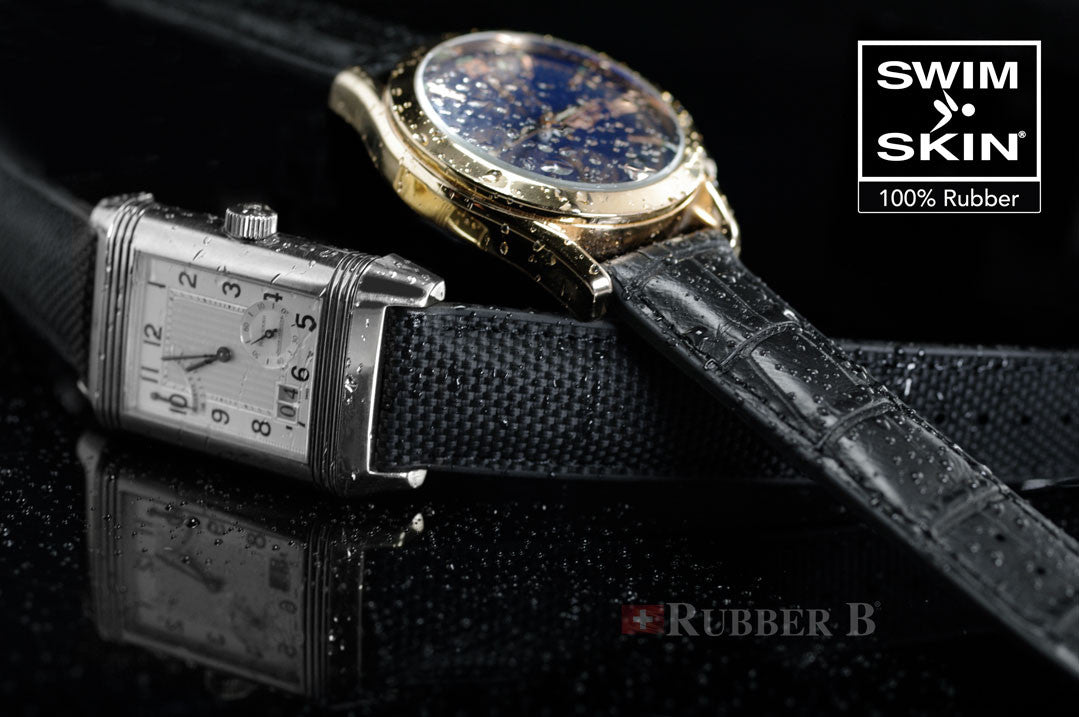 Rubber B strap Alligator SwimSkin Black