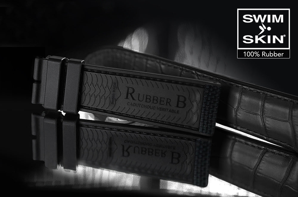 Rubber B strap Alligator SwimSkin Black
