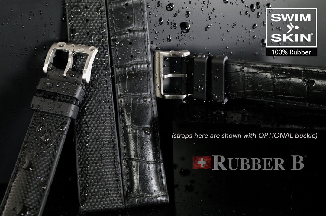 Rubber B strap Alligator SwimSkin Black