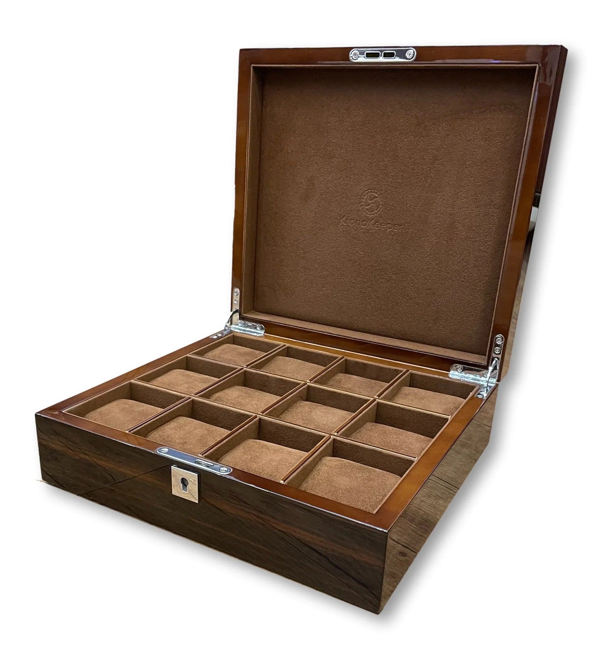 KronoKeeper Marquetry Ebony 12 Watch Box - view 3