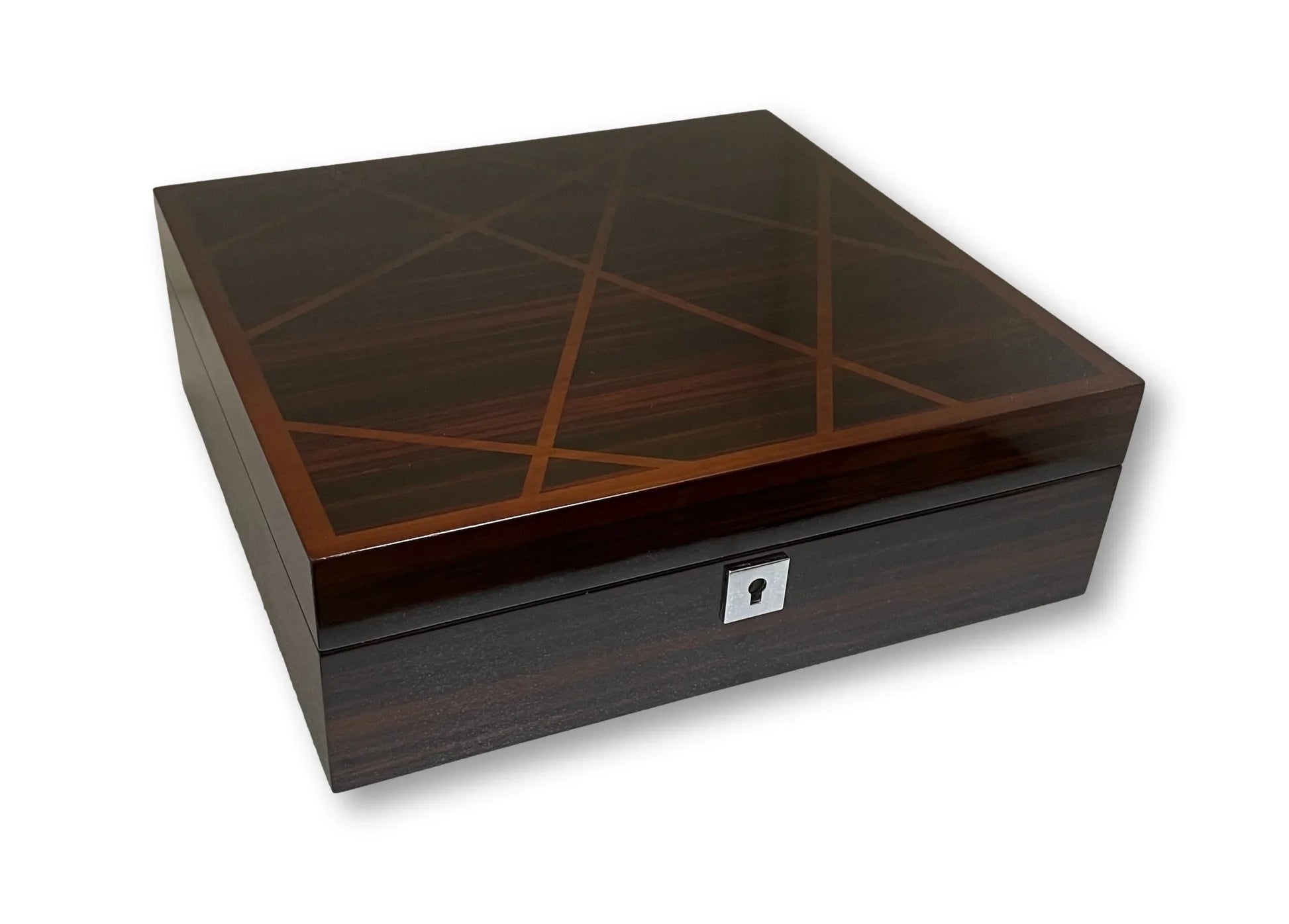 KronoKeeper Marquetry Ebony 12 Watch Box - watch box
