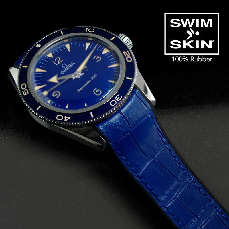 RubberB Alligator SwimSkin 21mm - Navy Blue Strap - view 3