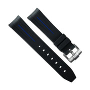 RubberB M106 Black/Blue with buckle Strap - rubber watch strap