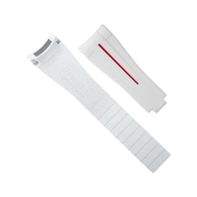 RubberB M109 White/Red for Rolex Yachtmaster II 44mm Strap - rubber watch strap
