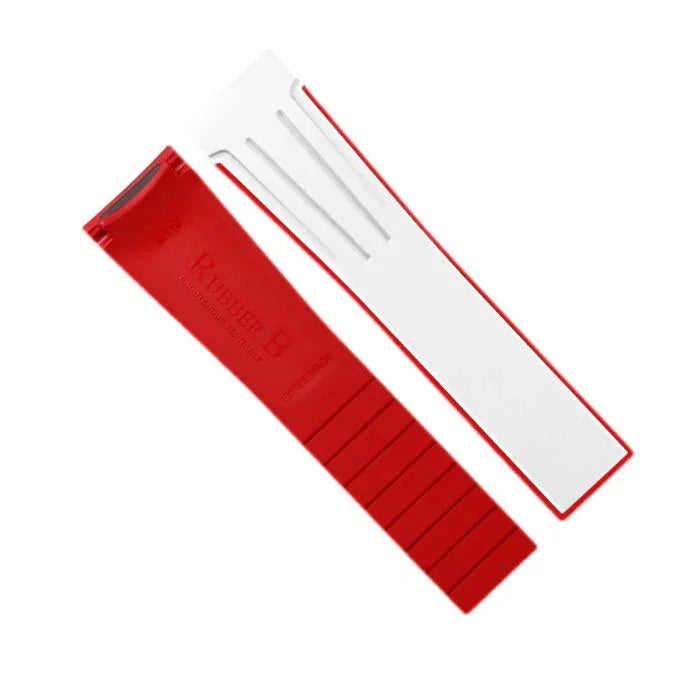 RubberB M110 White/Red Strap - rubber watch strap