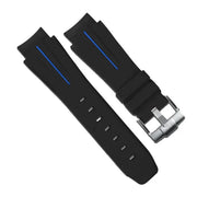 RubberB M107Black/Blue with buckle Strap - rubber watch strap
