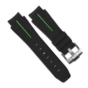 RubberB M107 Black /Green with buckle Strap - rubber watch strap