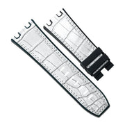 RubberB APC44 Alligator SwimSkin White Strap - alligator leather watch strap