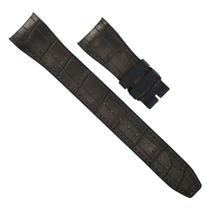 RubberB Alligator SwimSkin for IWC Big pilot - Espresso Brown Strap - alligator leather watch strap