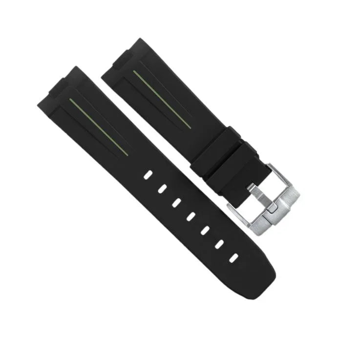 RubberB Strap Black /Military Green for Luminor 44 mm 1950 Type II - rubber watch strap
