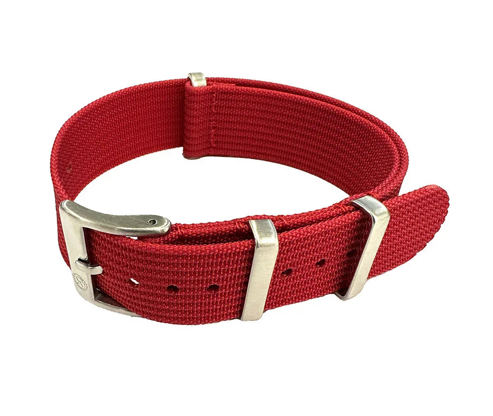 KronoKeeper ribbed nato strap -red - NATO nylon watch strap
