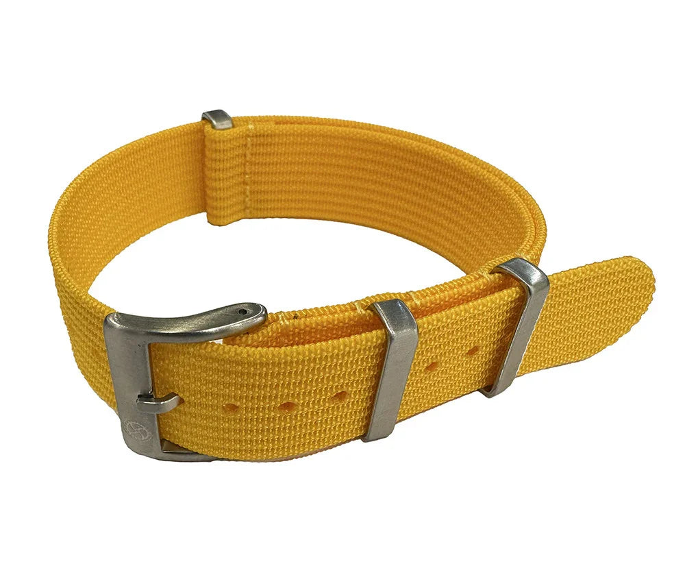 KronoKeeper ribbed nato strap -yellow - NATO nylon watch strap