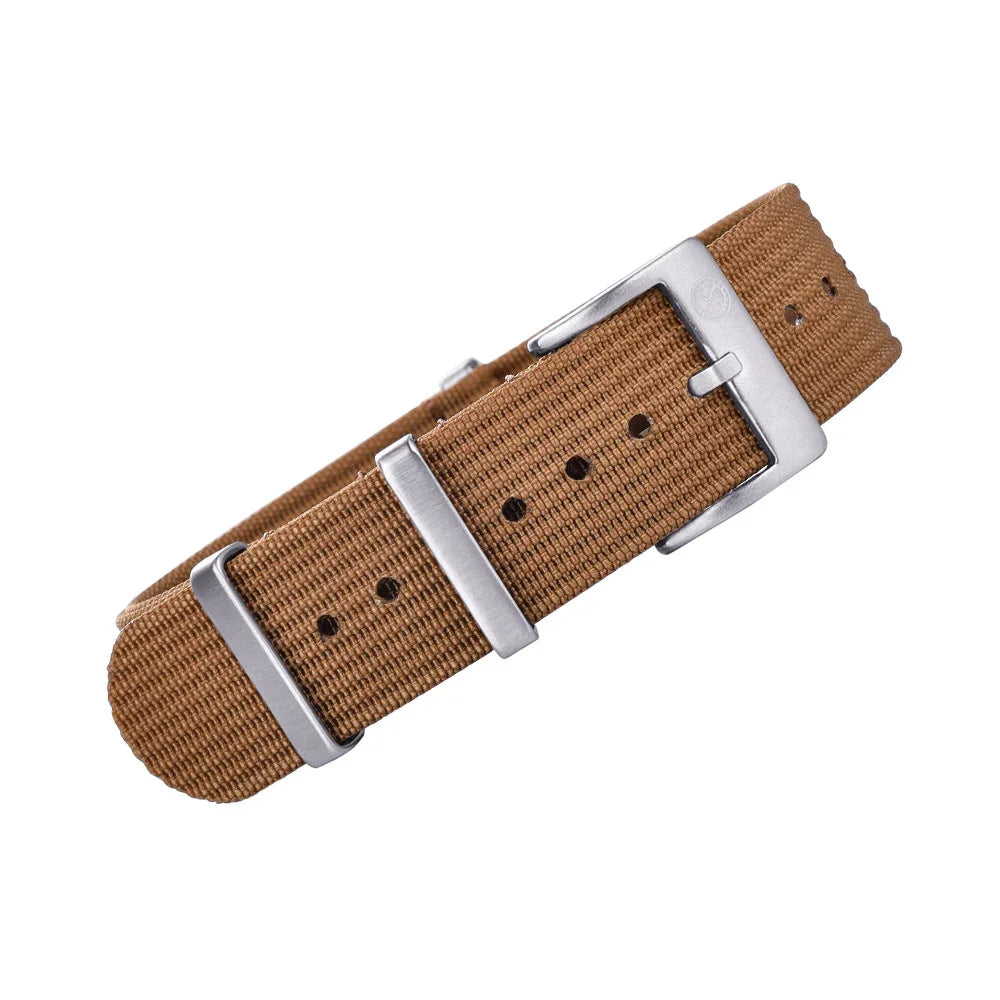KronoKeeper ribbed nato strap -brown - NATO nylon watch strap