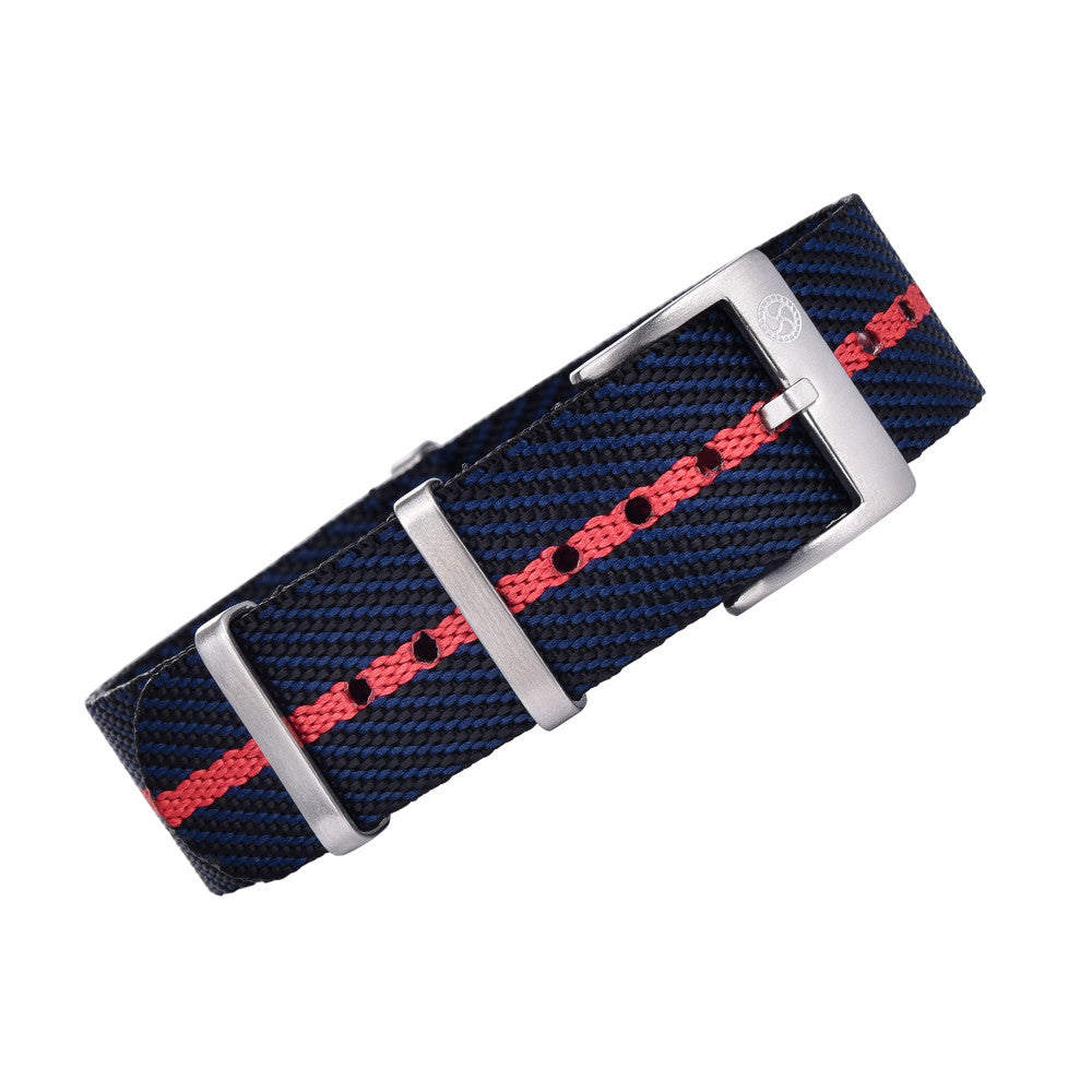 Premium NATO strap  - Black/Navy/Red