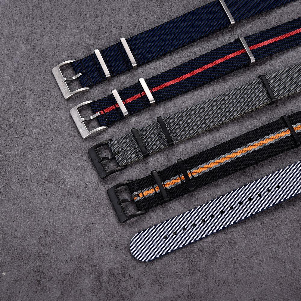 Premium nato strap PVD buckle - Black/Grey/Orange - view 4