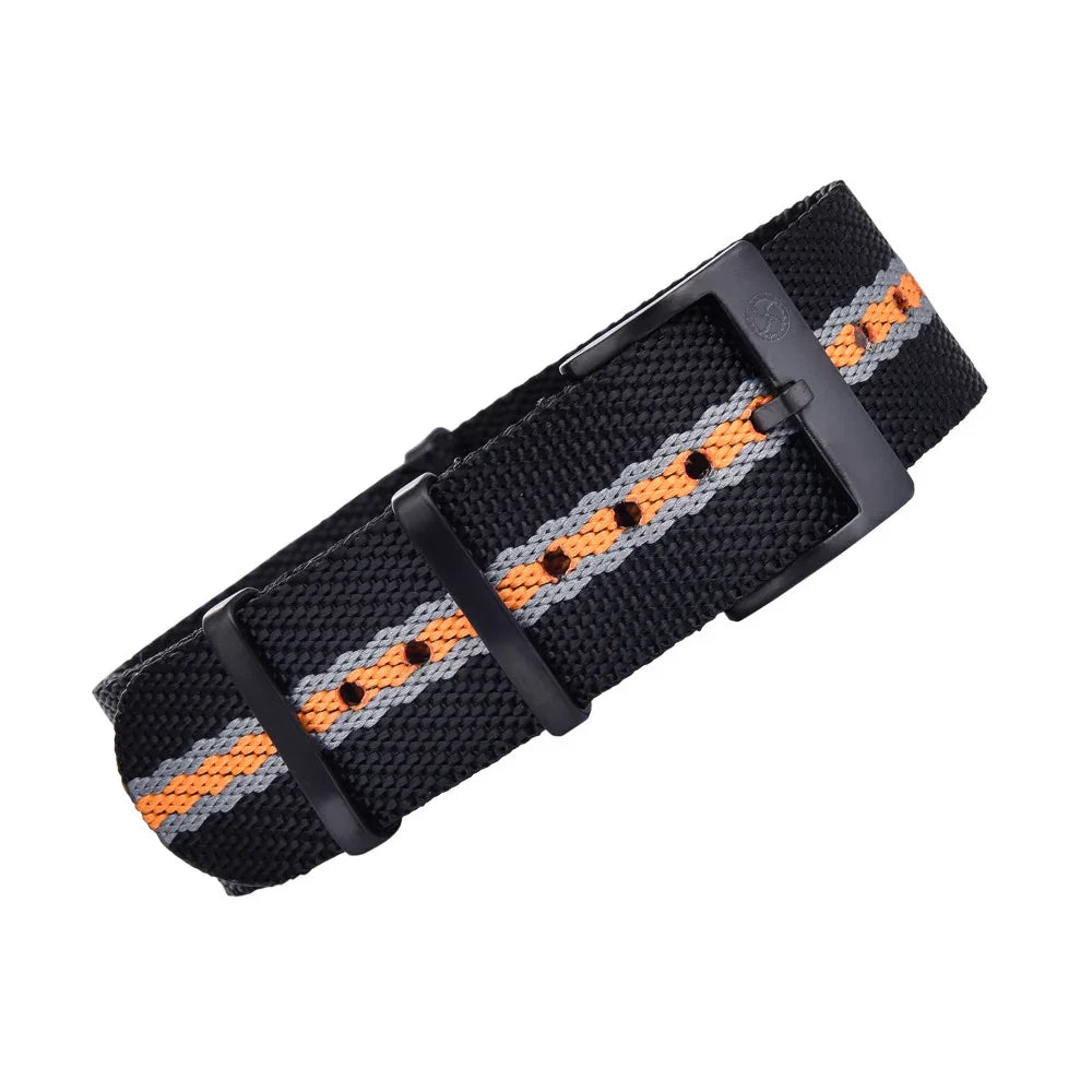 Premium nato strap PVD buckle - Black/Grey/Orange - NATO nylon watch strap
